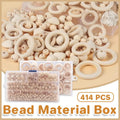 414pcs DIY Beading Kit Round Wooden Beads Set Craft Jewelry Supplies