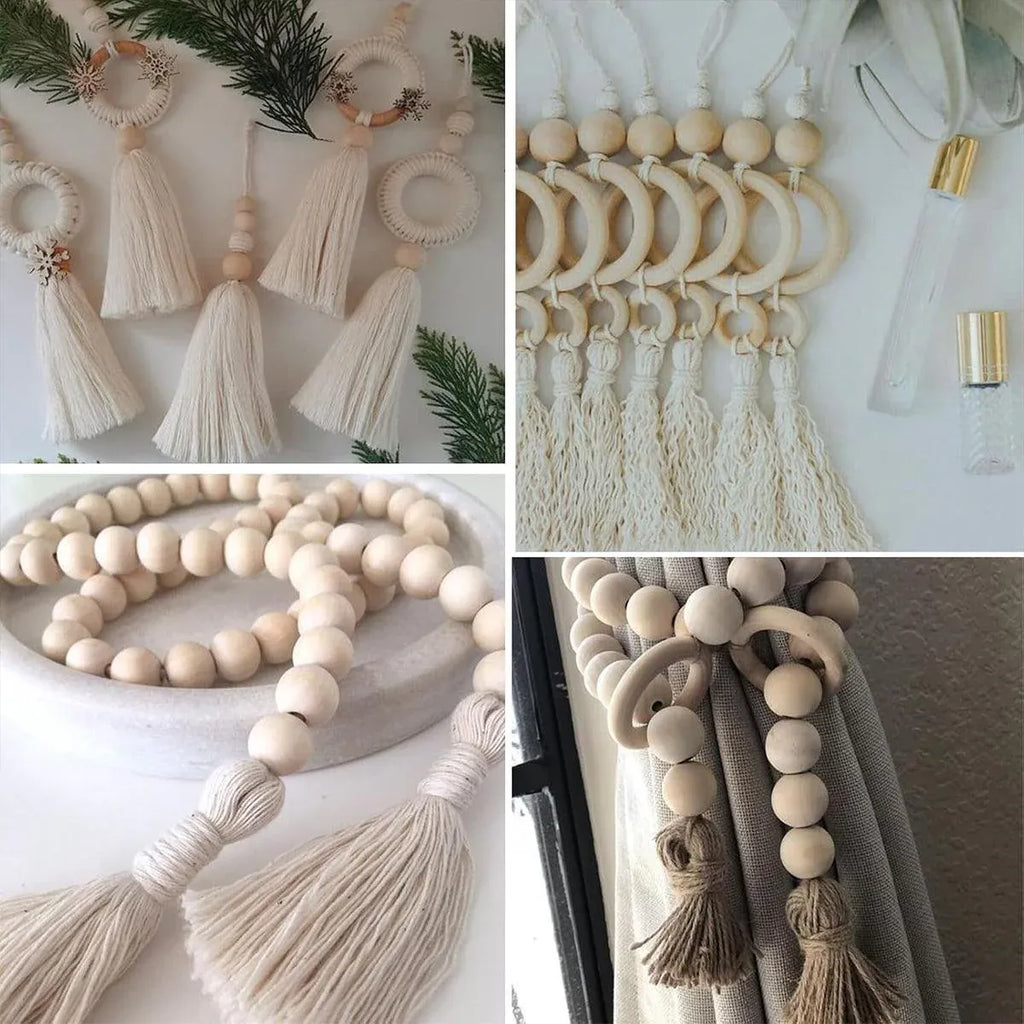 414pcs DIY Beading Kit Round Wooden Beads Set Craft Jewelry Supplies