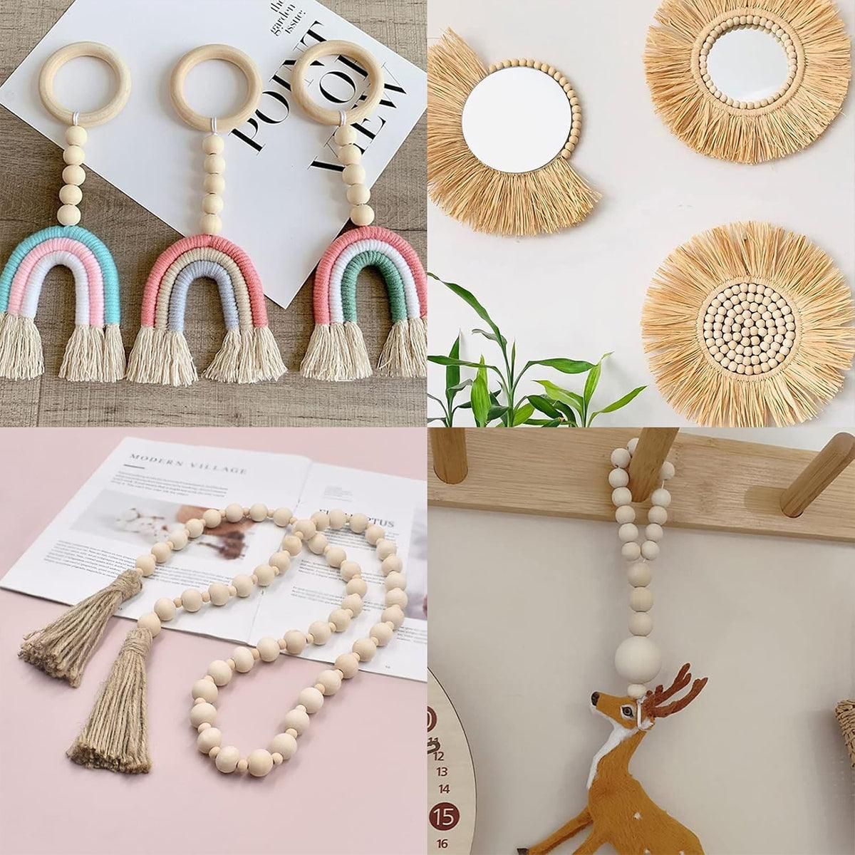 414pcs DIY Beading Kit Round Wooden Beads Set Craft Jewelry Supplies