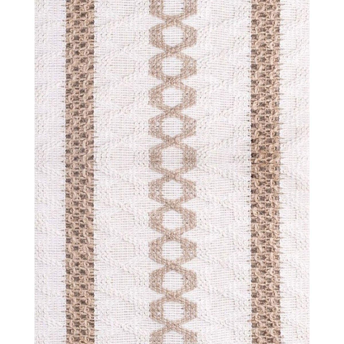 Cotton Linen Table Runner with Knot Tassels, 183 x 30 cm, Beige