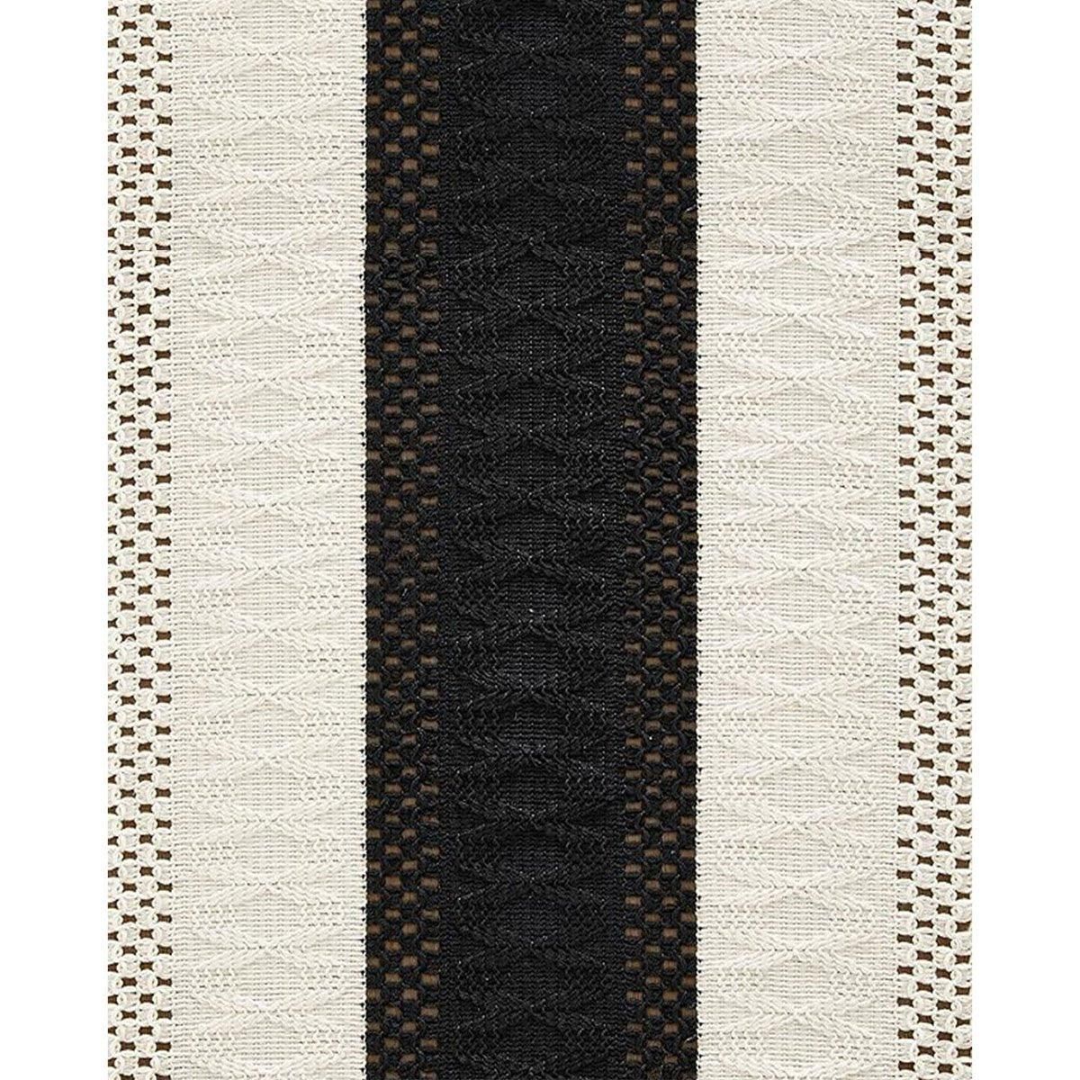 Cotton Linen Table Runner with Knot Tassels, 183 x 30 cm, Black