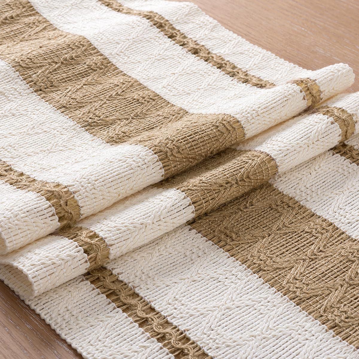 Cotton Linen Table Runner with Knot Tassels, 183 x 30 cm