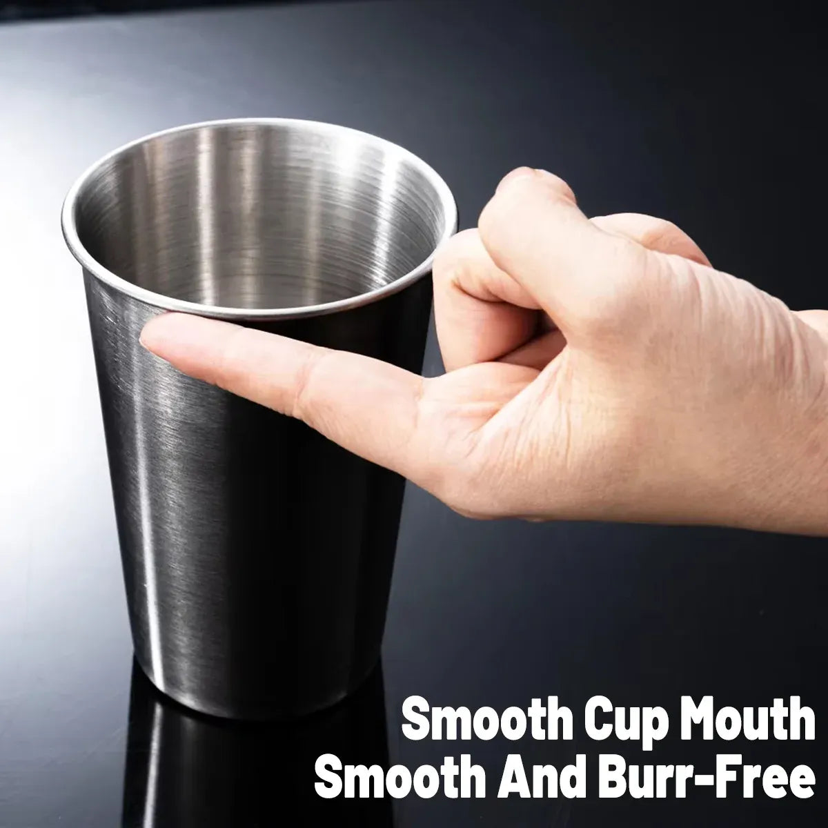 Stainless Steel Cups, Set of 8 (4 x 350 ml and 4 x 500 ml)