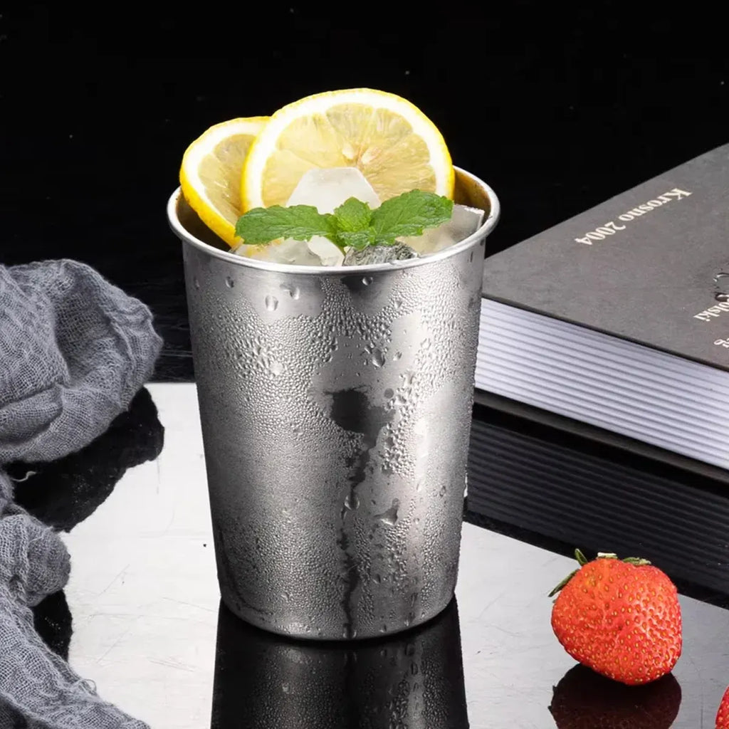 Stainless Steel Cups, Set of 8 (4 x 350 ml and 4 x 500 ml)