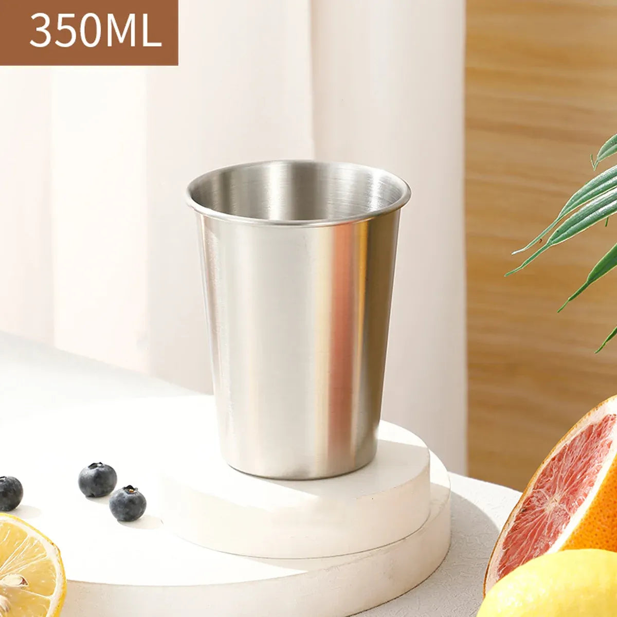 Stainless Steel Cups, Set of 8 (4 x 350 ml and 4 x 500 ml)
