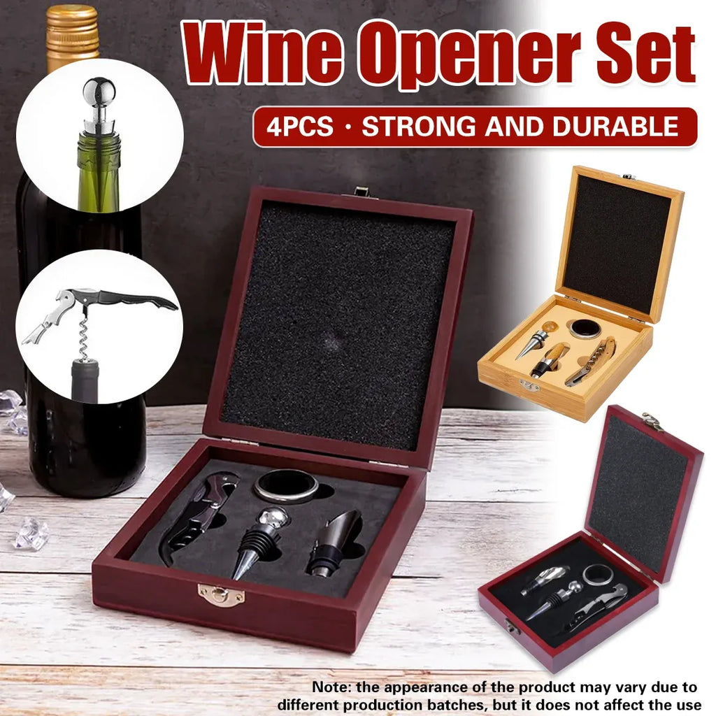 4PCS Wine Opener Set Stainless Steel Durable for Home Bar Wine Lovers