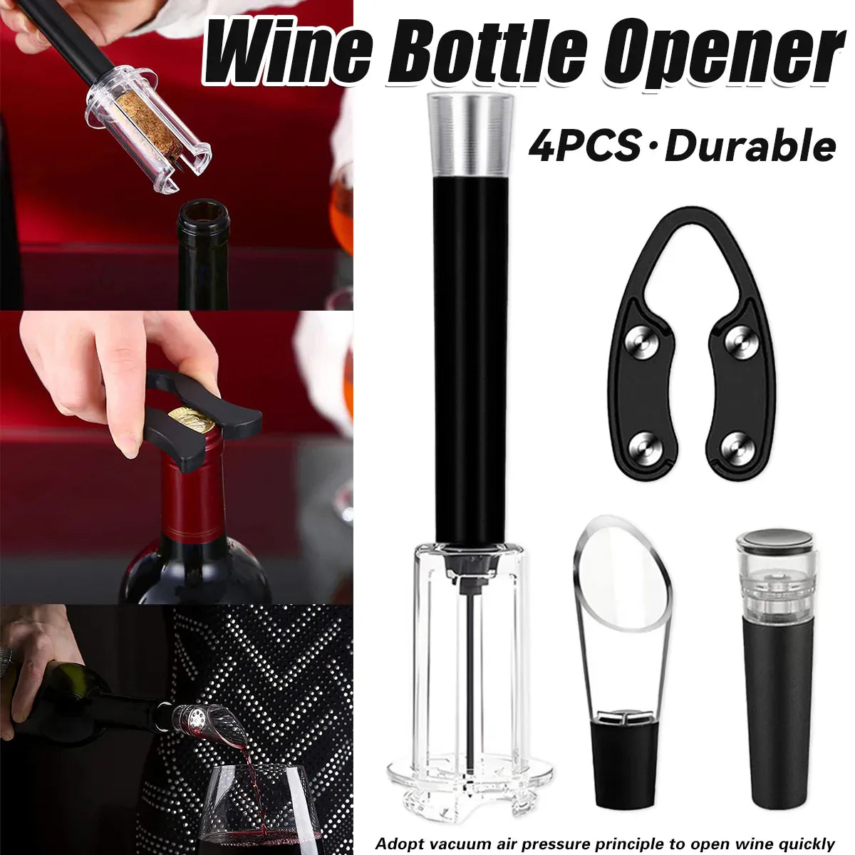 4PCS Wine Bottle Opener Set for Home Bar Kitchen Wine Lovers Birthday