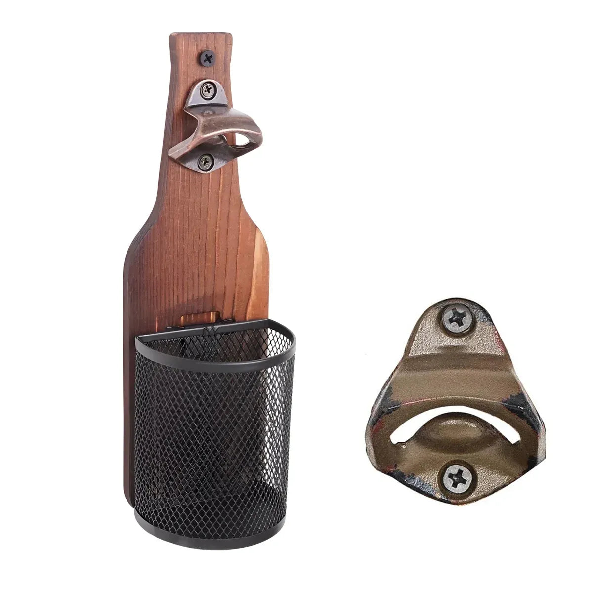 Wooden Wall Mounted Bottle Opener Solid Wood Beer Opener Rustic Home