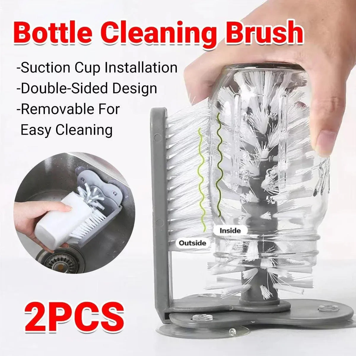 Sink Water Bottle Cleaning Brush Glass Cup Brush Suction Cup
