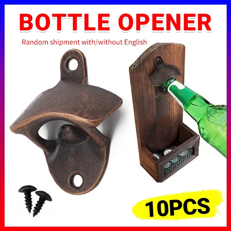 Rustic Wall Mounted Bottle Openers, Set of 10