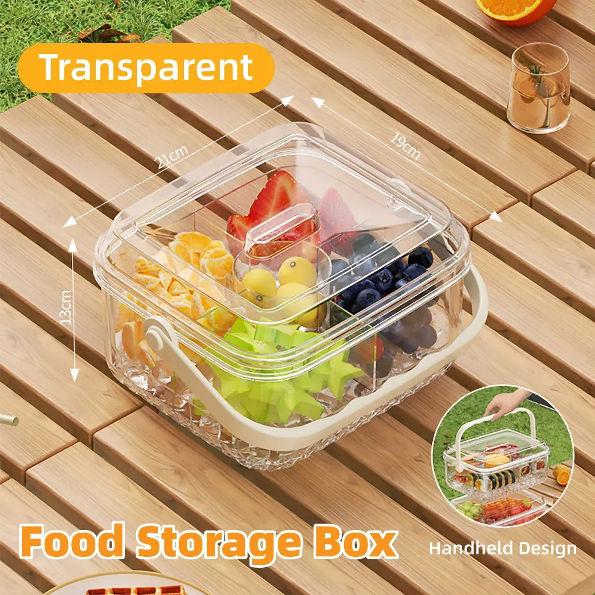 Portable Food Storage Box Large Capacity Lunch Container for