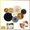 Black Gold Paper Fans Hanging Party Decorations Supplies Bridal Shower Birthday