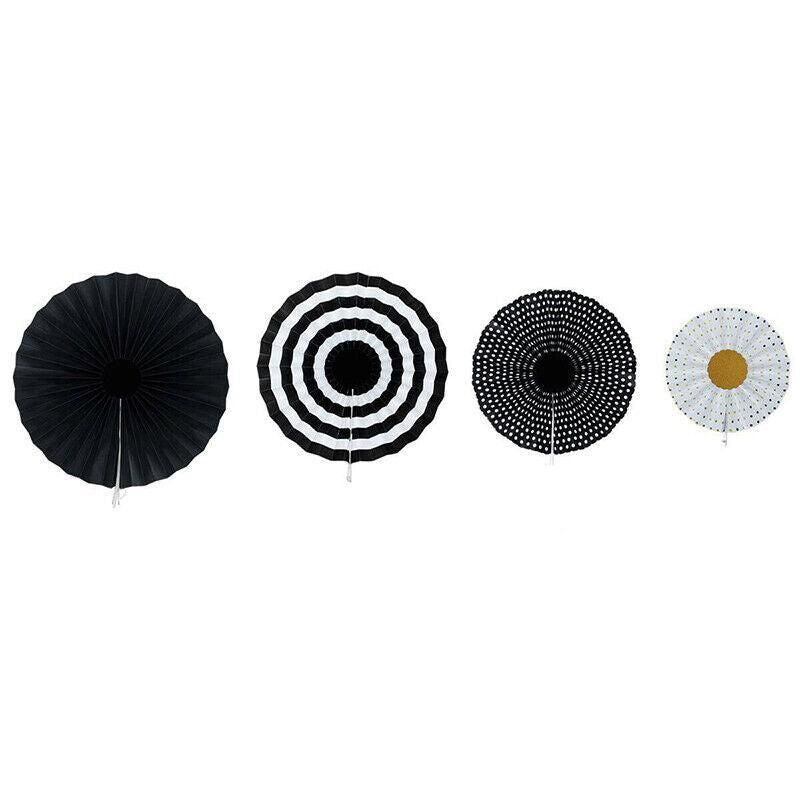 Black Gold Paper Fans Hanging Party Decorations Supplies Bridal Shower Birthday