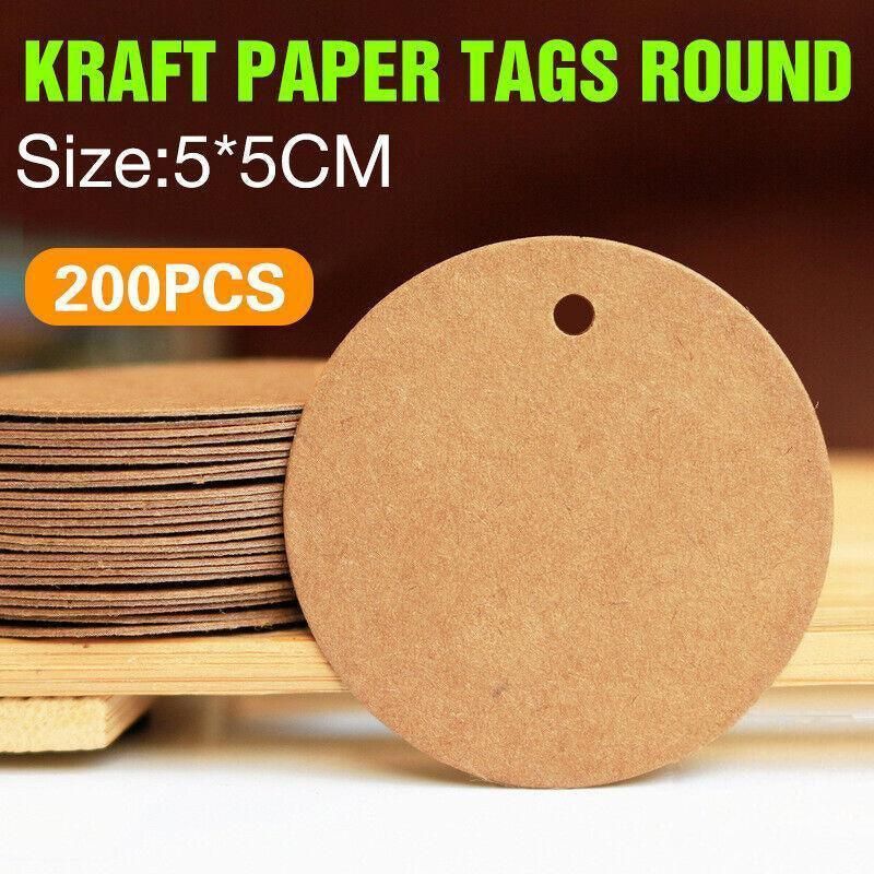 Round Kraft Paper Gift Tags, 5 cm, 200 Pack