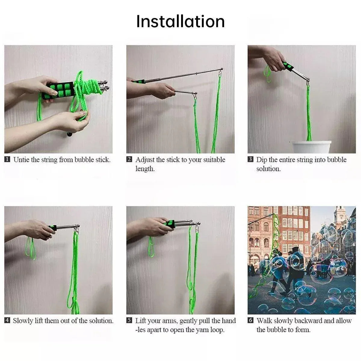 Double Pole Bubble Rope for Giant Bubble Show Outdoor Party Fun