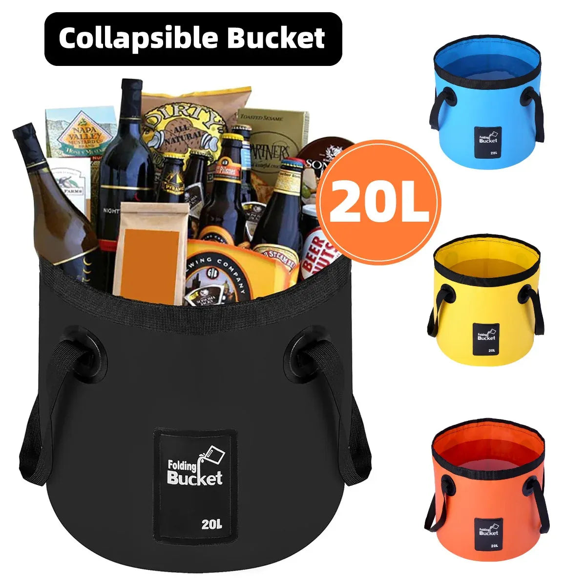 20L Portable Folding Bucket Water Container Camping Hiking