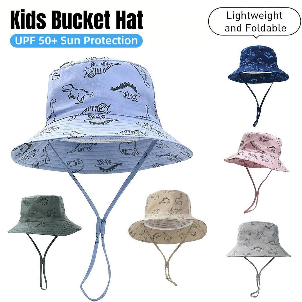 Cartoon Dinosaur Bucket Hat with Wide Brim for Summer Sun