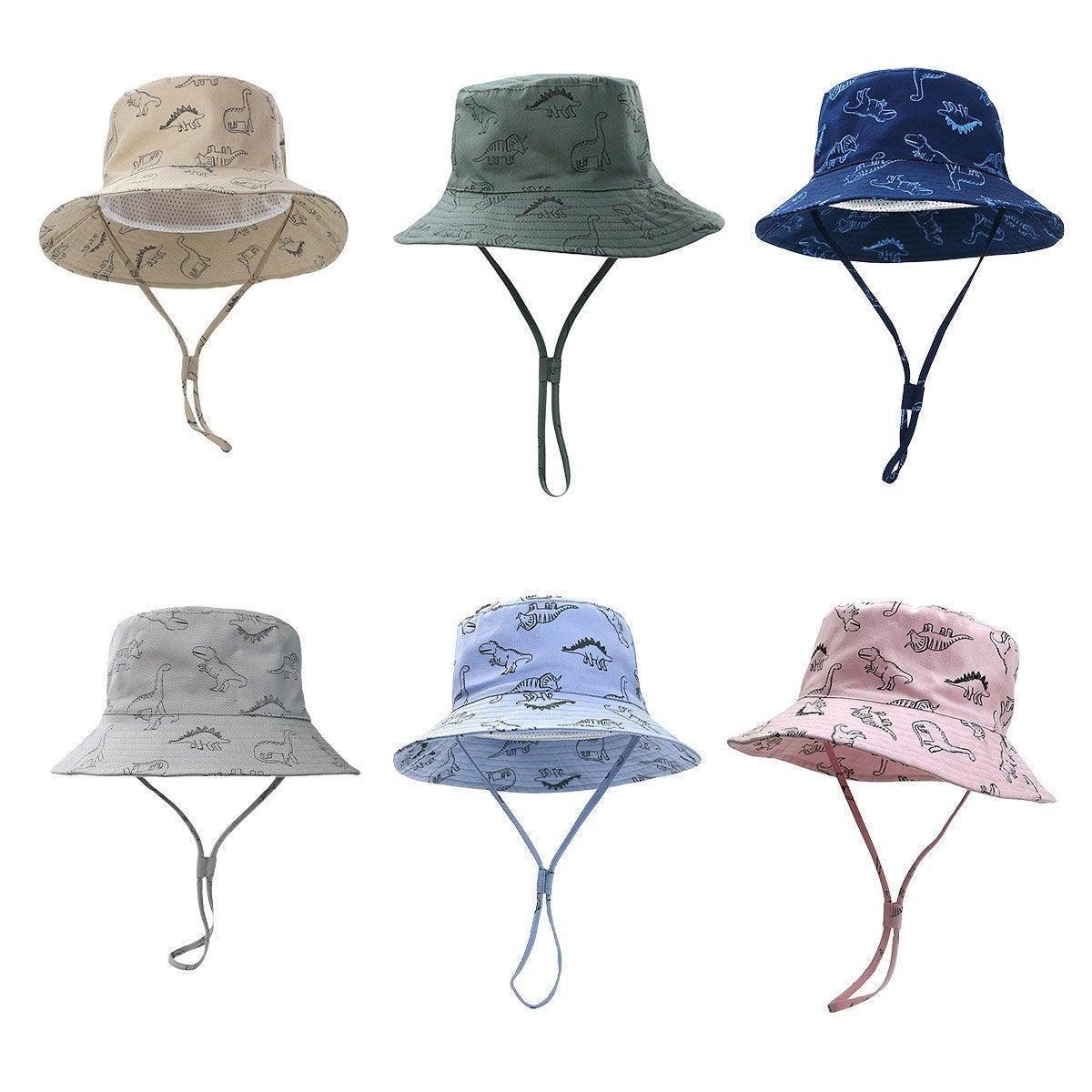 Cartoon Dinosaur Bucket Hat with Wide Brim for Summer Sun