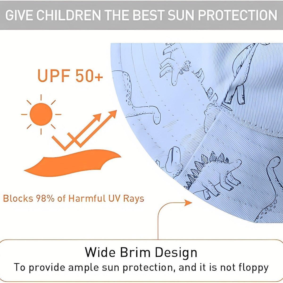 Cartoon Dinosaur Bucket Hat with Wide Brim for Summer Sun