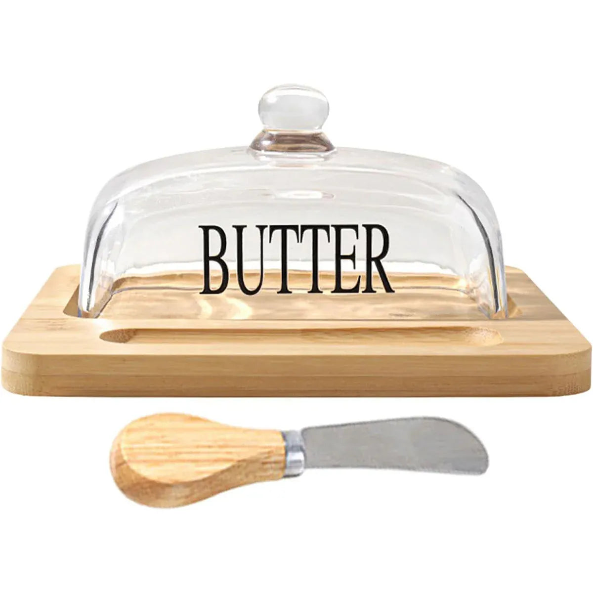 Butter Dish Glass Lid Cheese Cake Dessert Box Storage Container