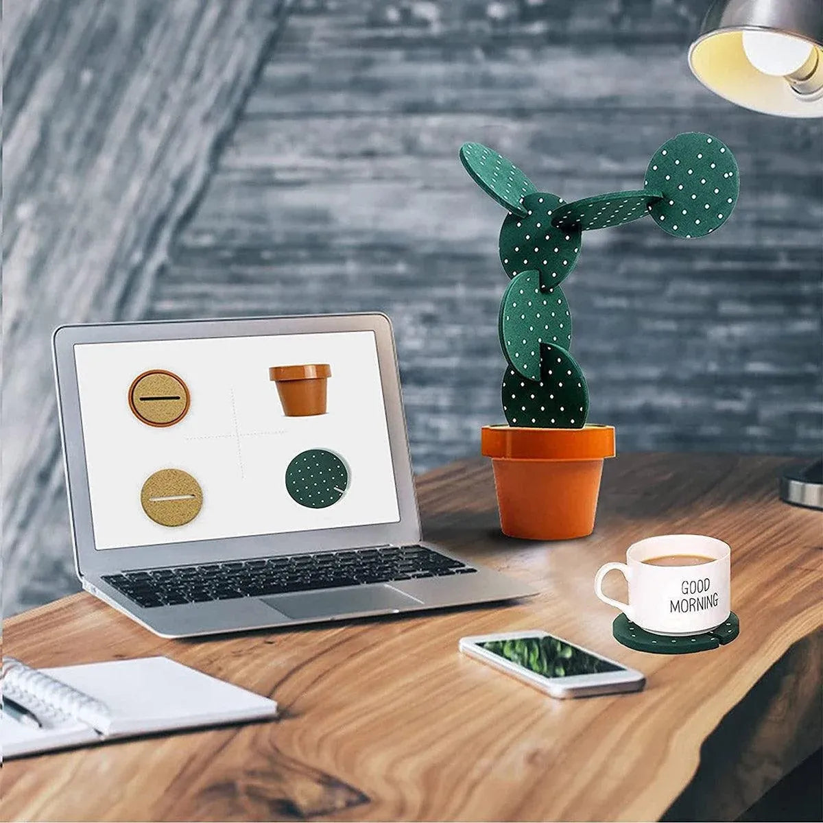 DIY Cactus Coaster Set with Pot