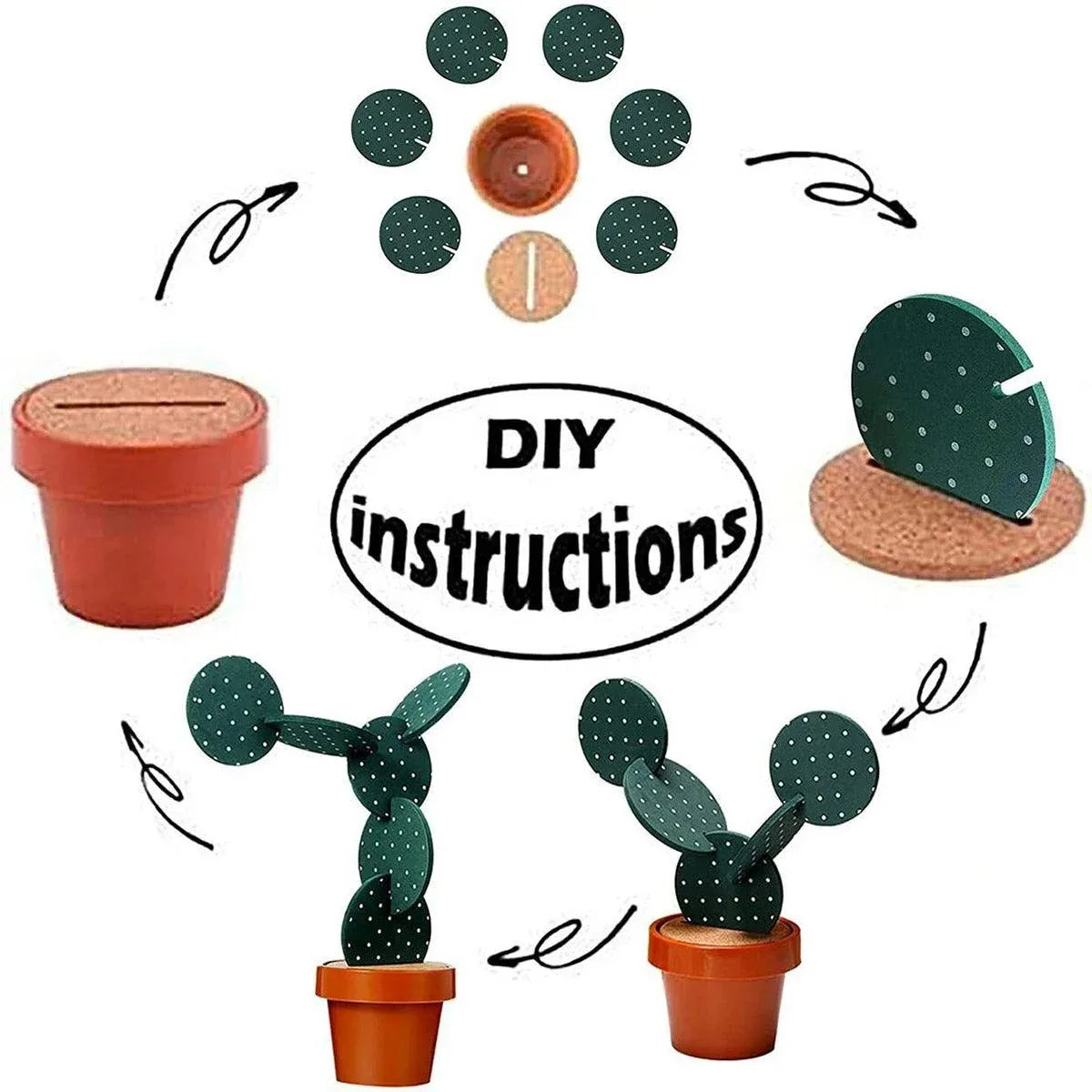 DIY Cactus Coaster Set with Pot