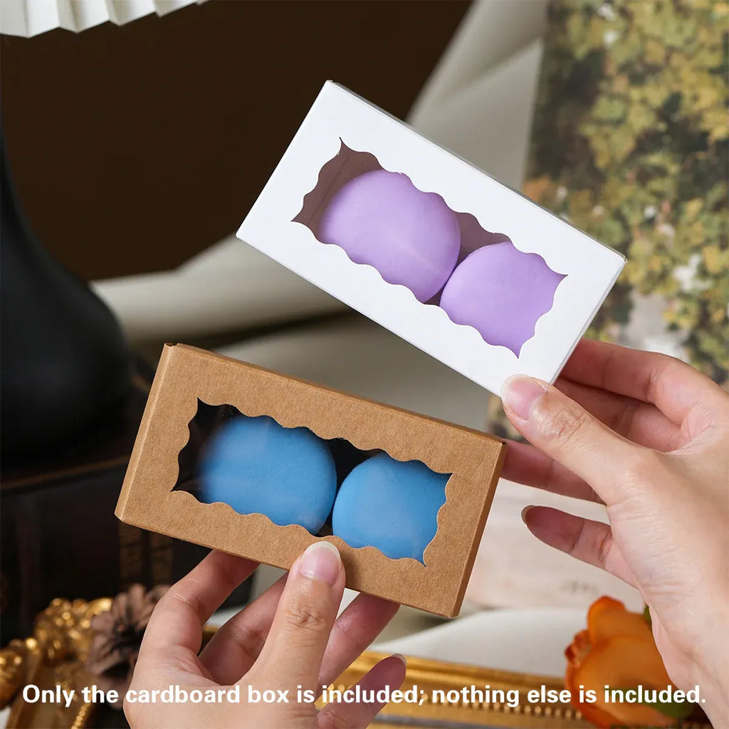 50PCS Kraft Paper Gift Box with Clear Window 10.5x3.5x5.5cm Khaki/White Sturdy - White