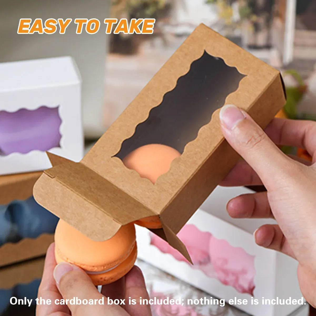 50PCS Kraft Paper Gift Box with Clear Window 10.5x3.5x5.5cm Khaki/White Sturdy - White