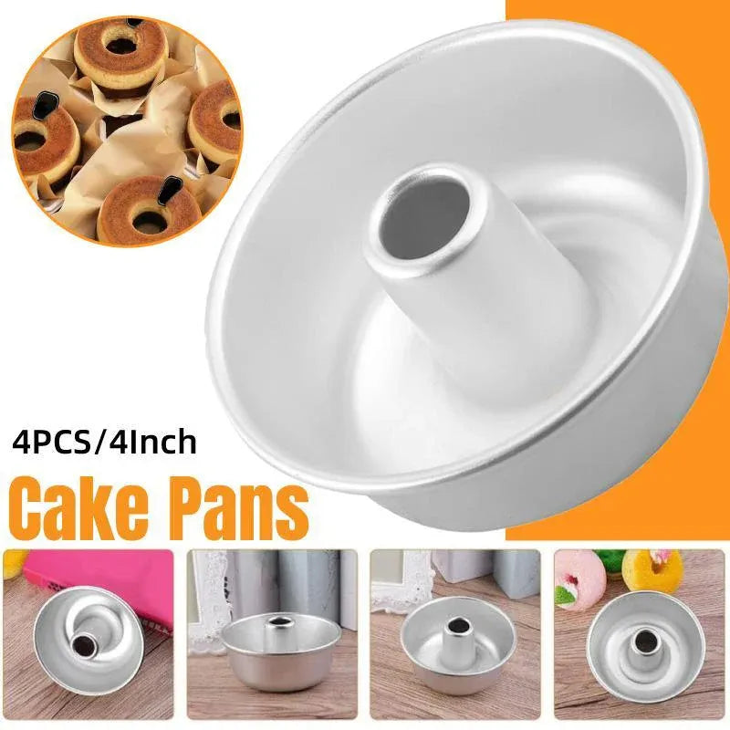 Non-Stick Hollow Centre Cake Moulds, 4 Inch, Set of 4