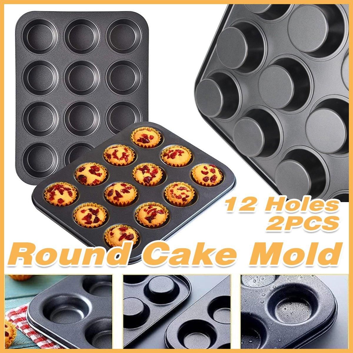 Non-Stick 12 Cup Round Cake Pans, Set of 2