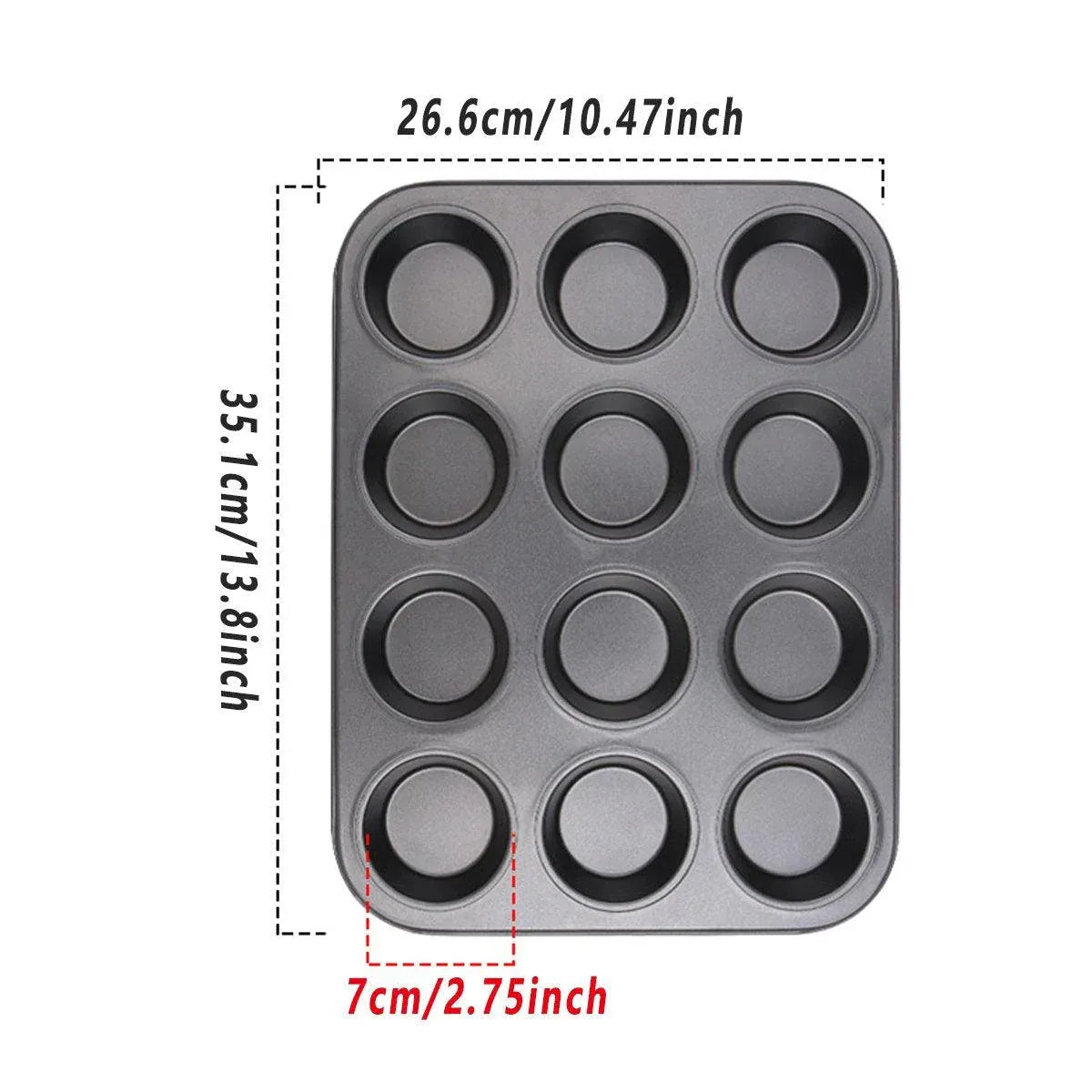 Non-Stick 12 Cup Round Cake Pans, Set of 2