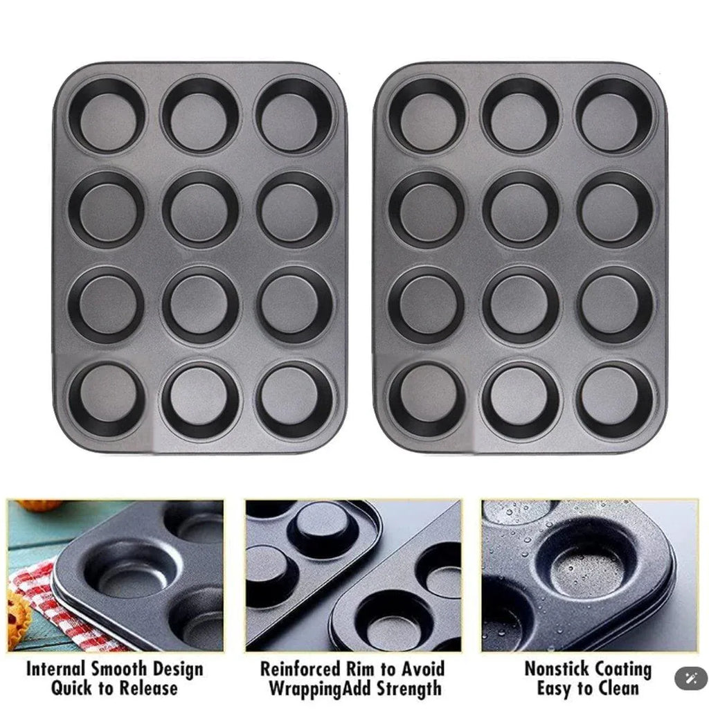 Non-Stick 12 Cup Round Cake Pans, Set of 2