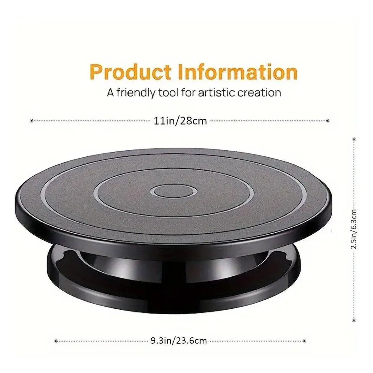 Rotating Cake Decorating Turntable, Black, 28 cm