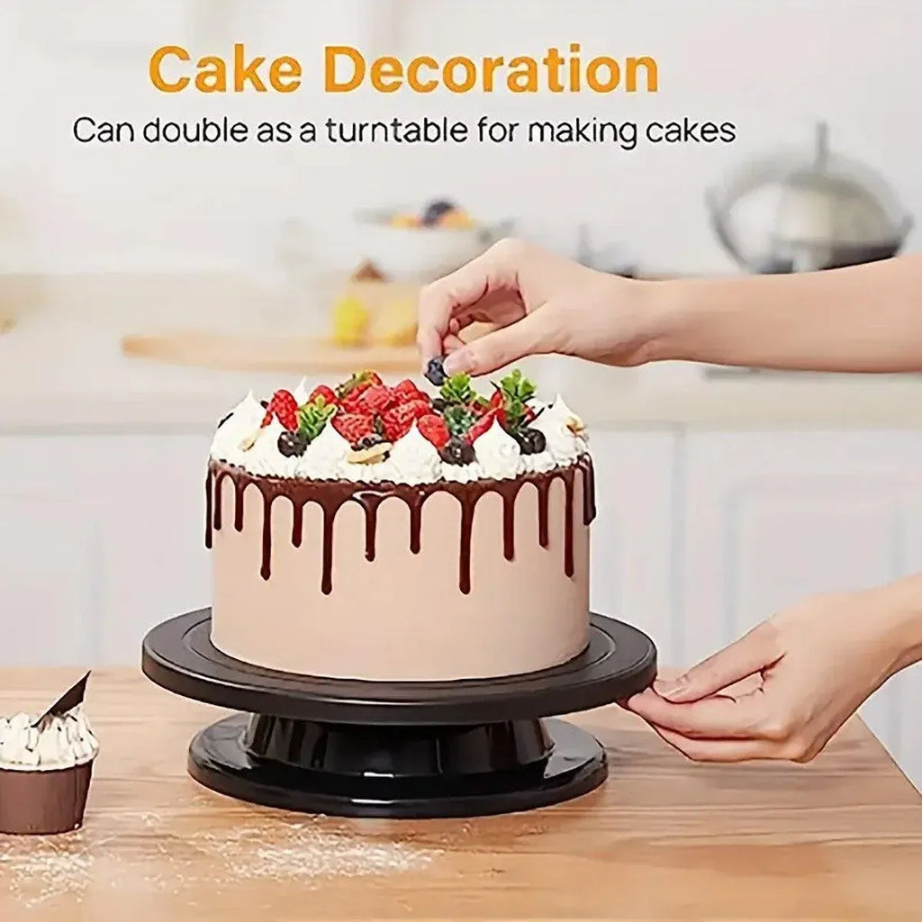 Rotating Cake Decorating Turntable, Black, 28 cm