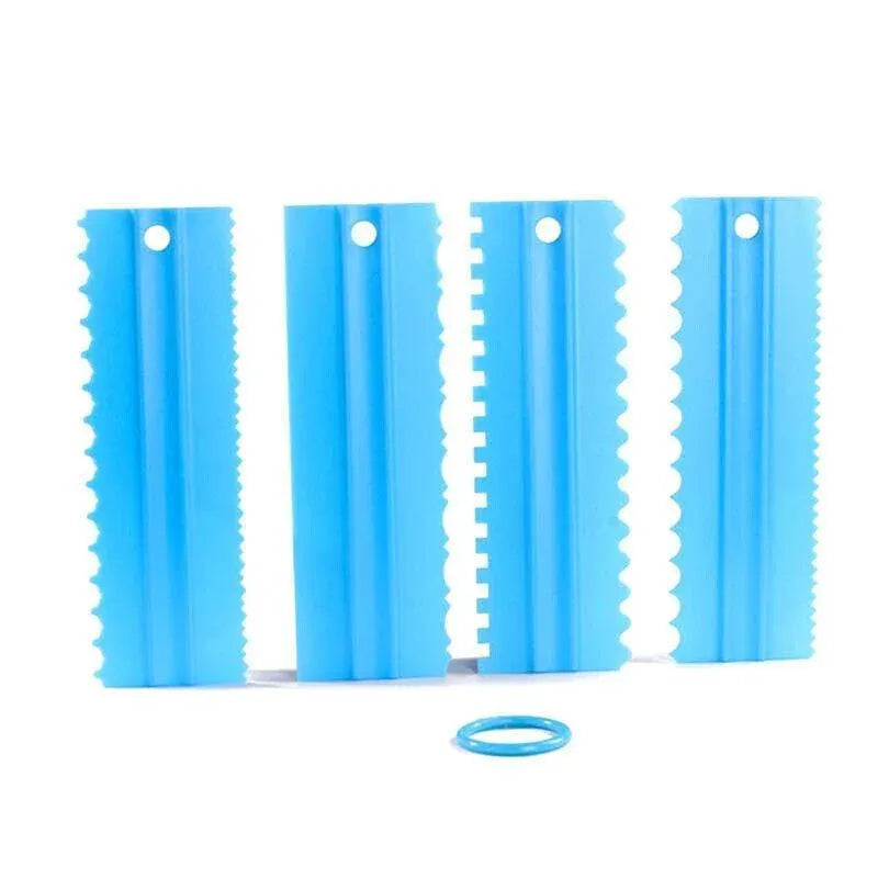 Cake Decorating Scraper and Icing Comb Set, 4 Pieces, Blue