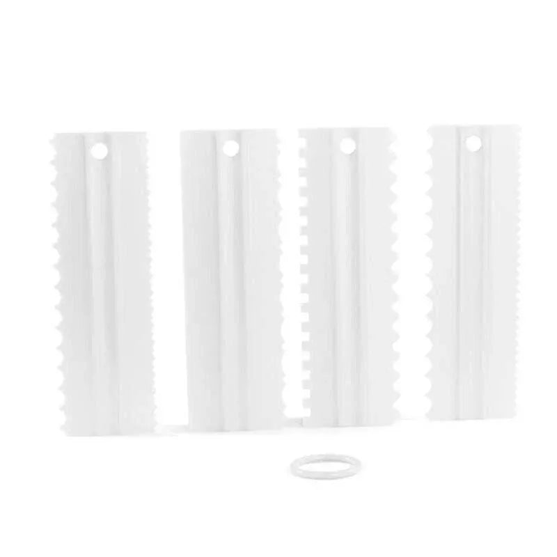 Cake Decorating Scraper and Icing Comb Set, 4 Pieces, White