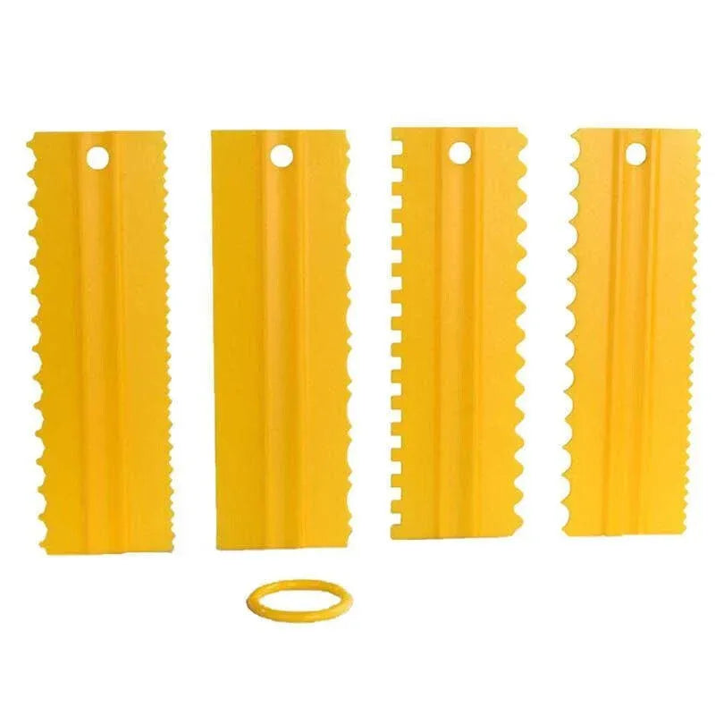 Cake Decorating Scraper and Icing Comb Set, 4 Pieces