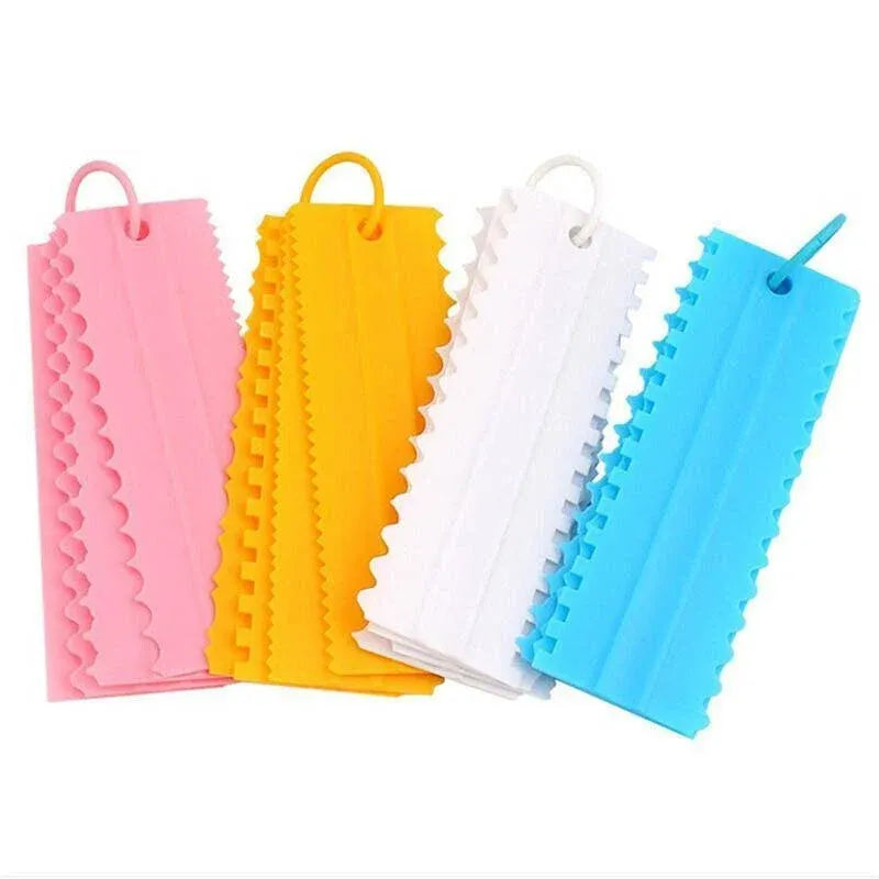 Cake Decorating Scraper and Icing Comb Set, 4 Pieces