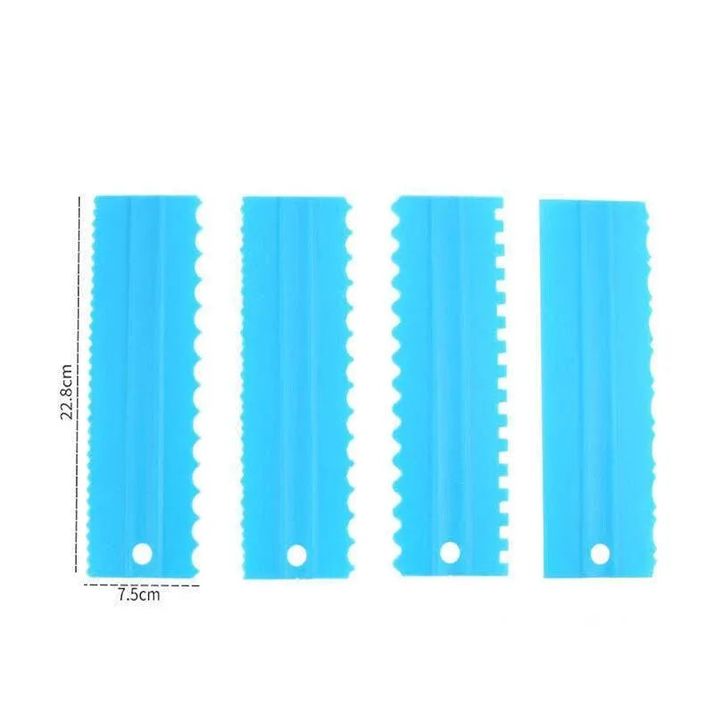 Cake Decorating Scraper and Icing Comb Set, 4 Pieces