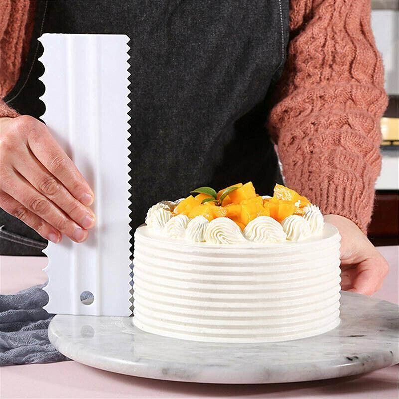 Cake Decorating Scraper and Icing Comb Set, 4 Pieces