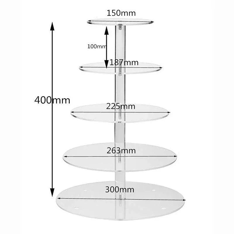 Clear Acrylic Round Cupcake Stand, 5 Tiers