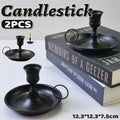 Nordic Iron Chamberstick Candle Holders, Matte Black, Set of 2