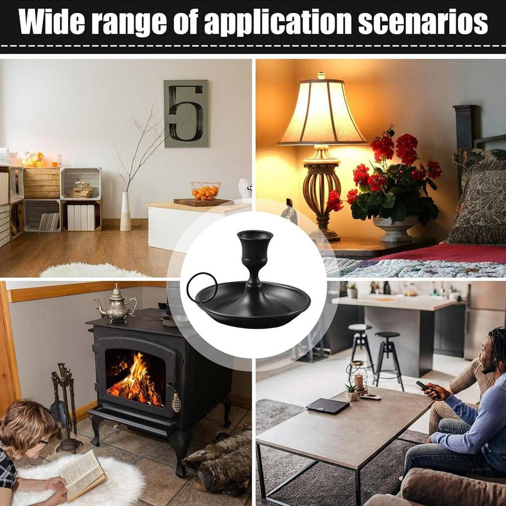 Nordic Iron Chamberstick Candle Holders, Matte Black, Set of 2