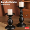 Black Iron Pillar Candle Holders, Set of 2