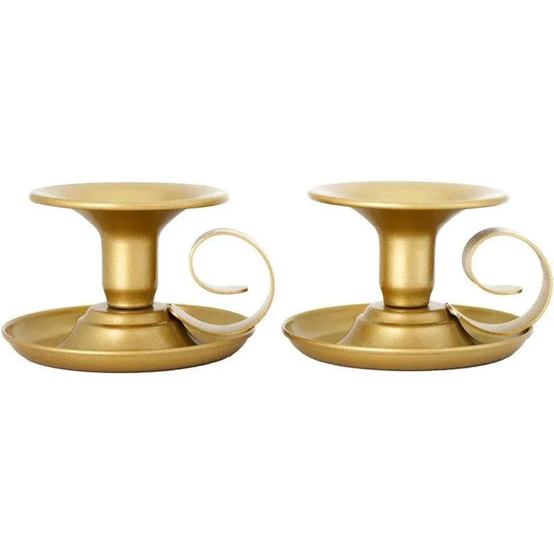 European Style Iron Candle Holders, Gold, Set of 2