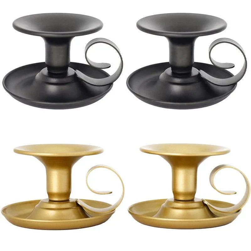 European Style Iron Candle Holders, Gold, Set of 2