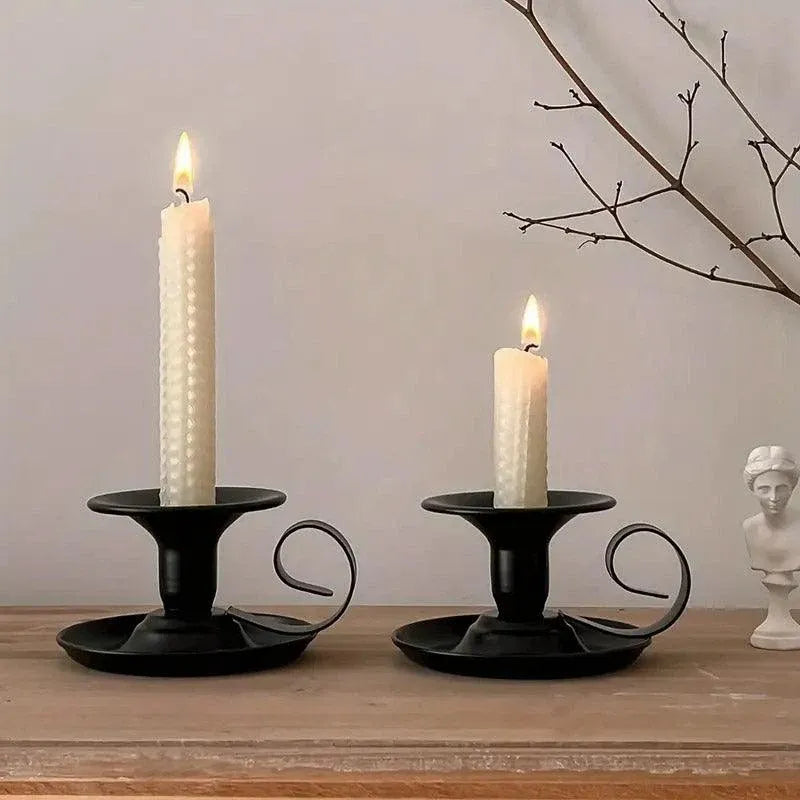 European Style Iron Candle Holders, Gold, Set of 2