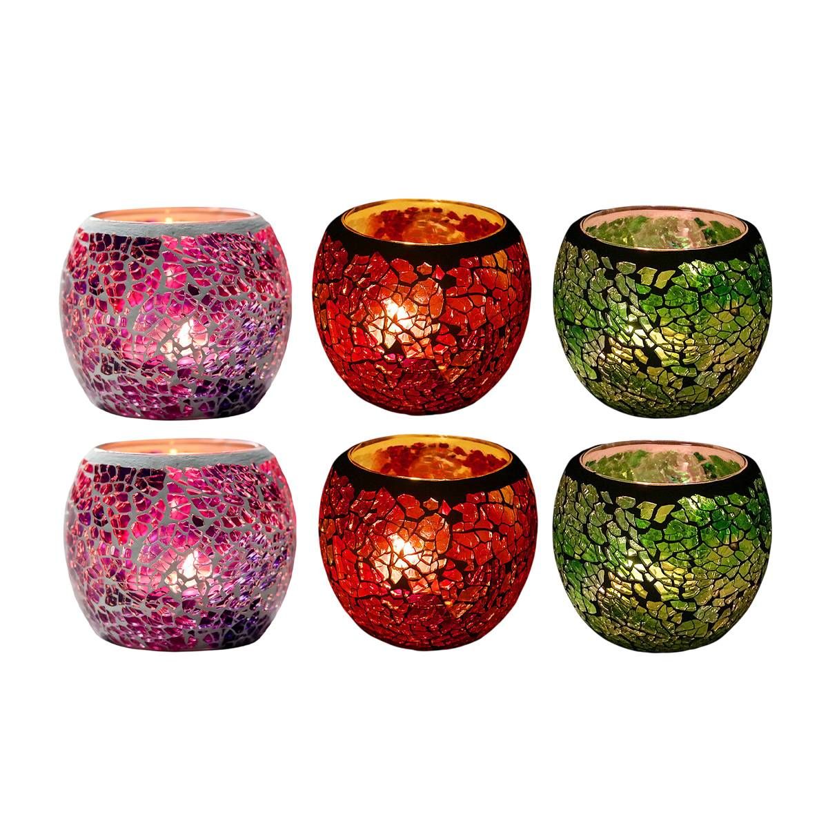 2Pcs Fashion European Glass Mosaic Candle Cups Decorative Tabletop
