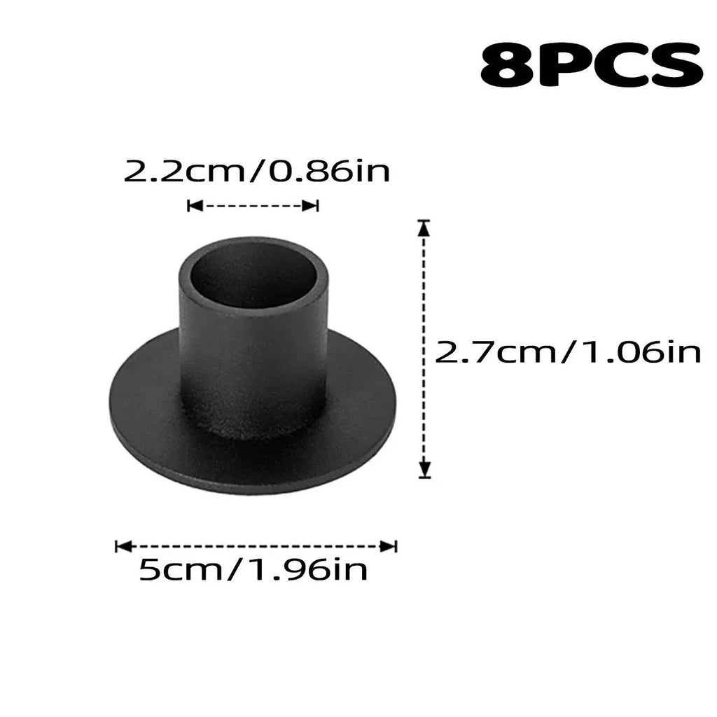 Matte Black Iron Taper Candle Holders, Set of 8