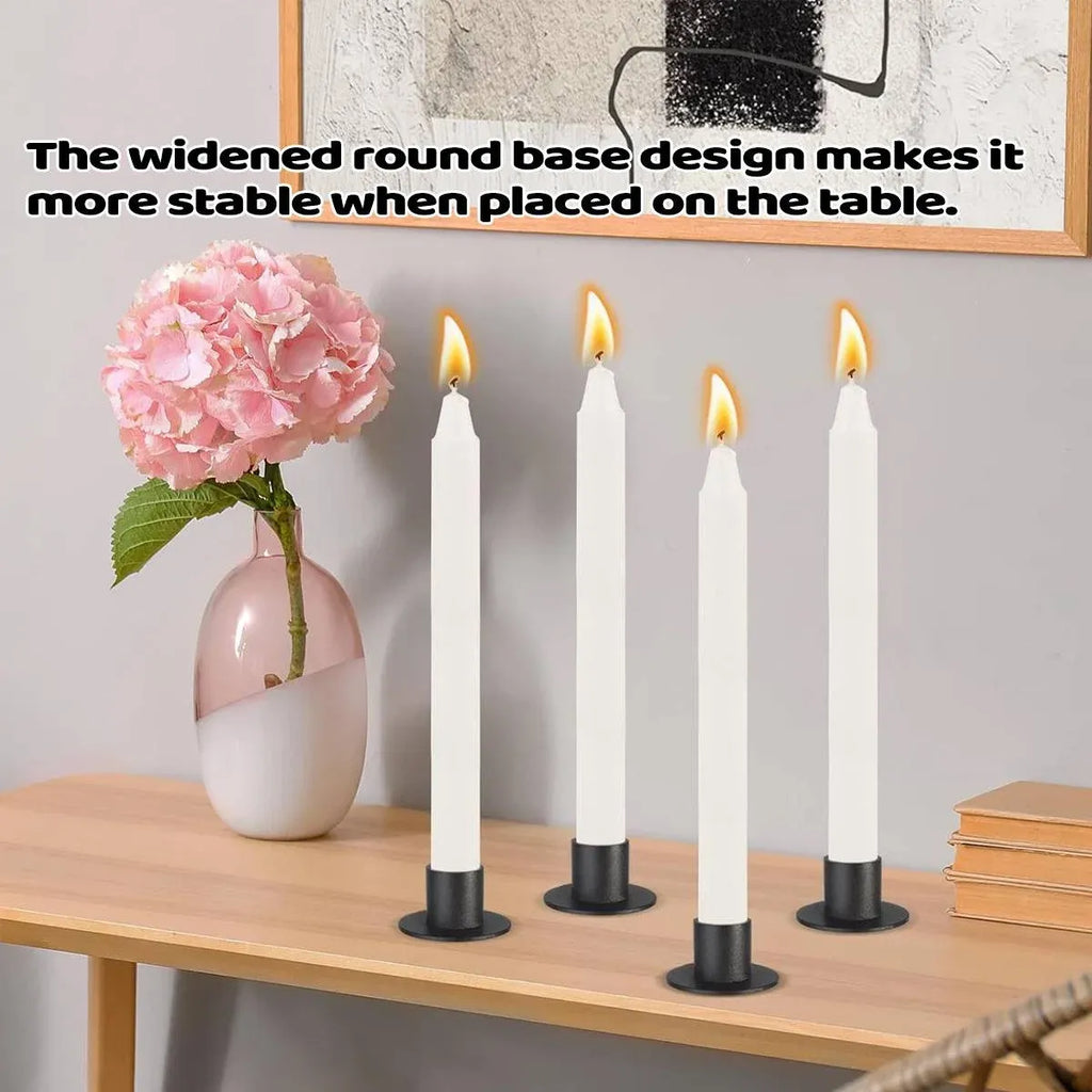 Matte Black Iron Taper Candle Holders, Set of 8